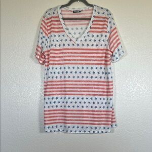 Waffle knit stars and stripes top, size 3X